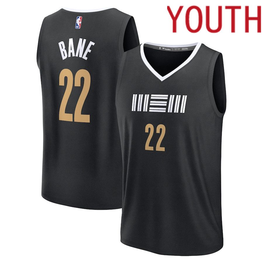 Youth Memphis Grizzlies 22 Desmond Bane Fanatics Branded Black City Edition 2023-24 Fast Break NBA Jersey